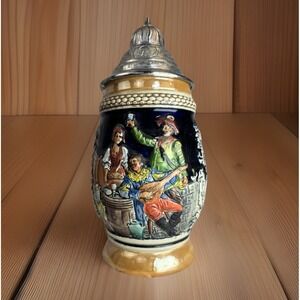 Vintage Western German Beer Stein w/ Lid Thewalt 1197 Guest Landlady Lute